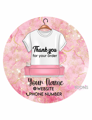 Pink and Gold Cricut Custom Thank You Stickers