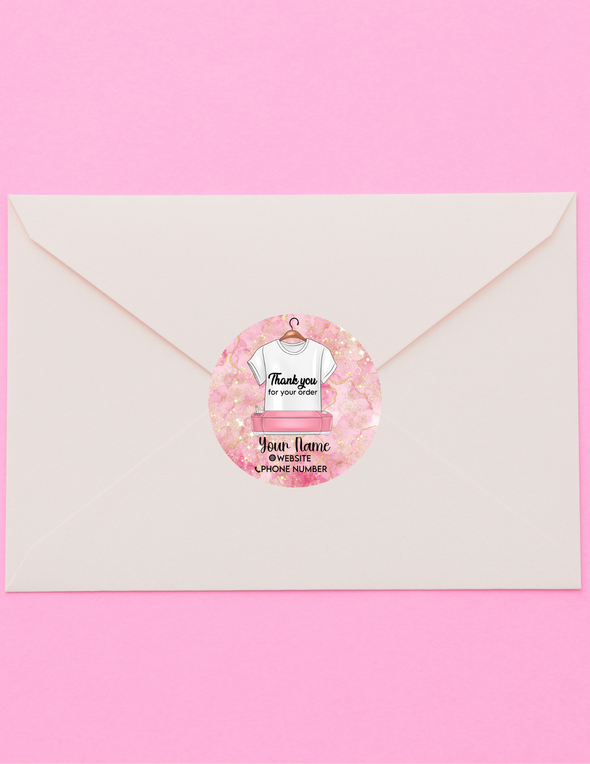 Pink and Gold Cricut Custom Thank You Stickers