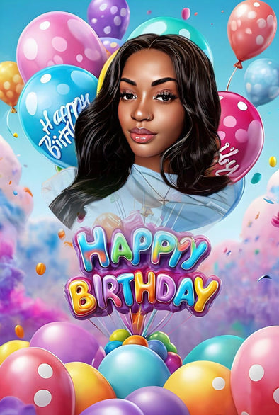 Happy Birthday Cartoon Logo Portrait