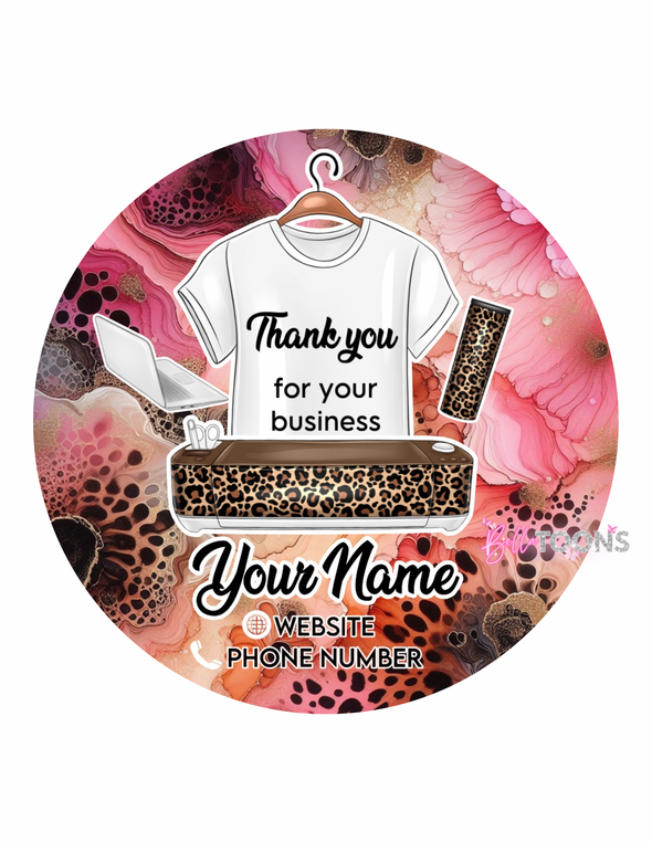 Pinky Leopard Print Cricut Custom Thank You Stickers