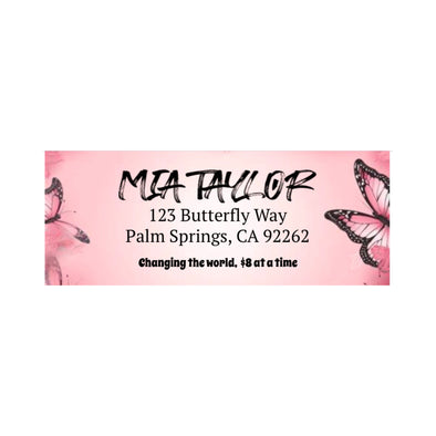 Pink Butterfly Address Labels