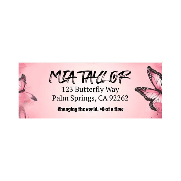 Pink Butterfly Address Labels