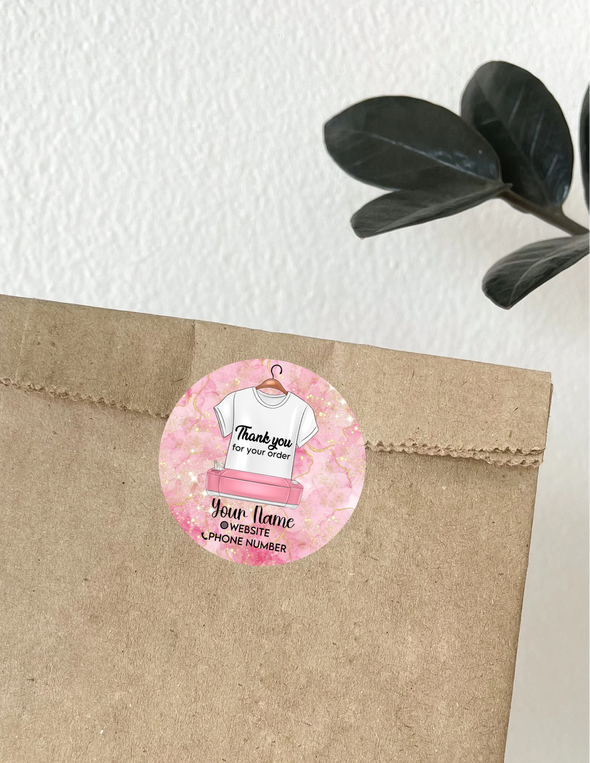 Pink and Gold Cricut Custom Thank You Stickers