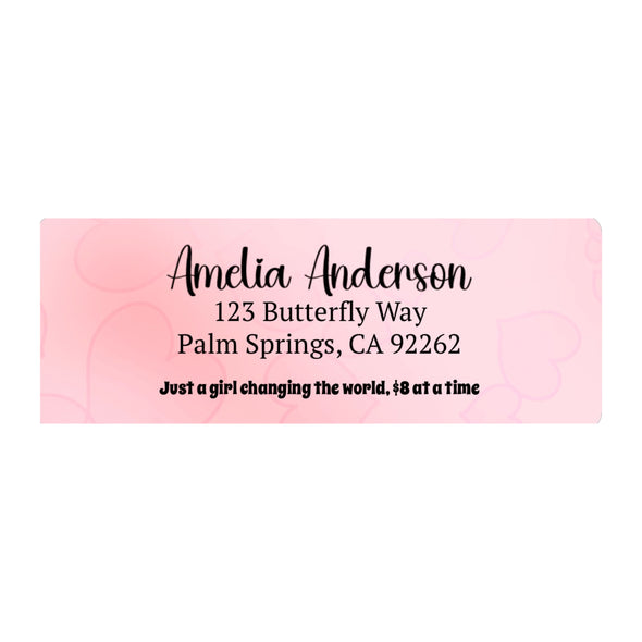 Pink Hearts Address Labels