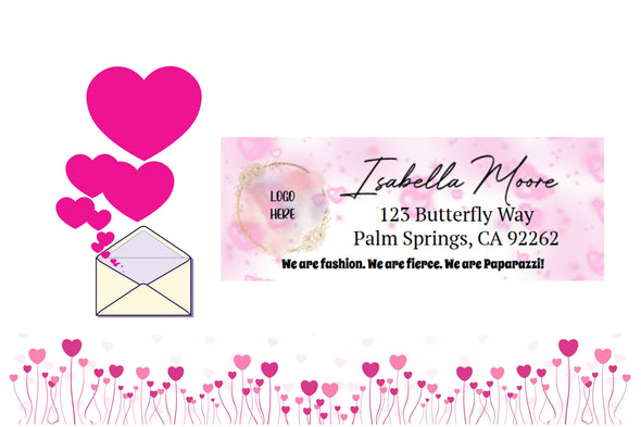 Pink Bliss Hearts Address Labels