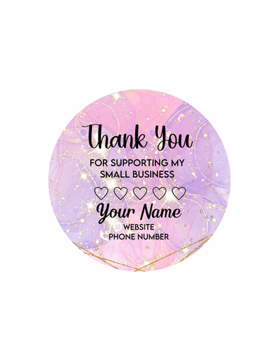 Pink, Purple & Gold Custom Thank You Stickers