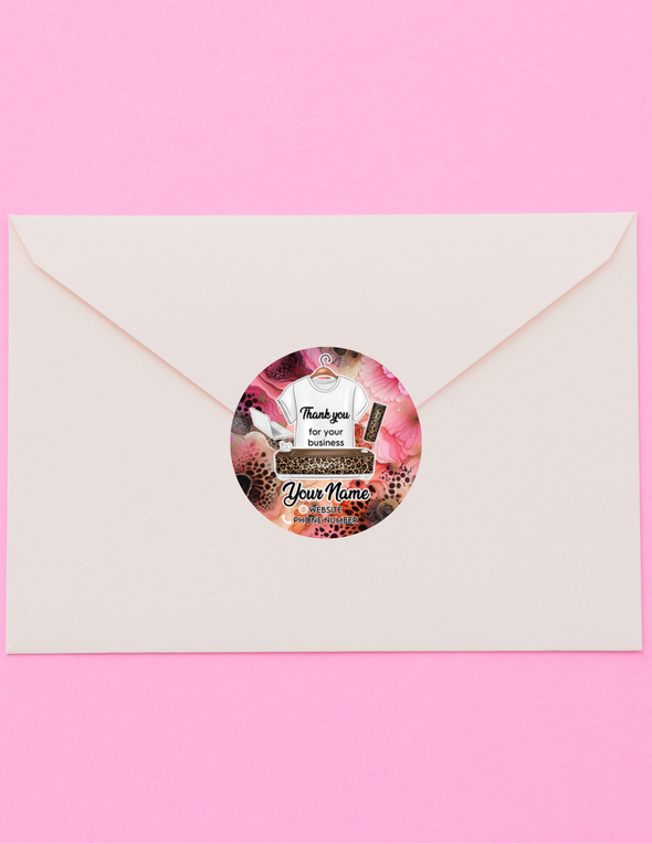 Pinky Leopard Print Cricut Custom Thank You Stickers