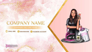 Pink Watercolor & Gold Business Cards