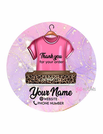 Pink and Leopard Print Cricut Custom Thank You Stickers