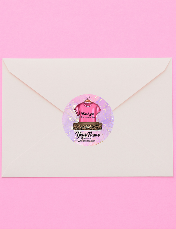 Pink and Leopard Print Cricut Custom Thank You Stickers