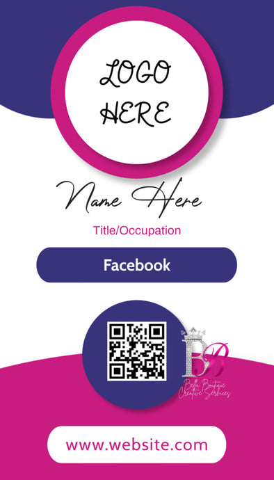 Vertical Pink & Purple Business Cards