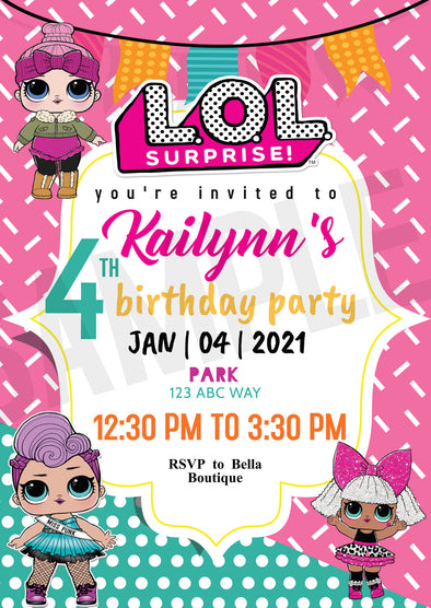 LOL Surprise Birthday Invitations
