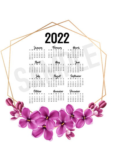 Purple Flowers 2022 Calendar