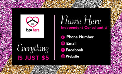Pink, Gold & Silver Shimmer Business Card