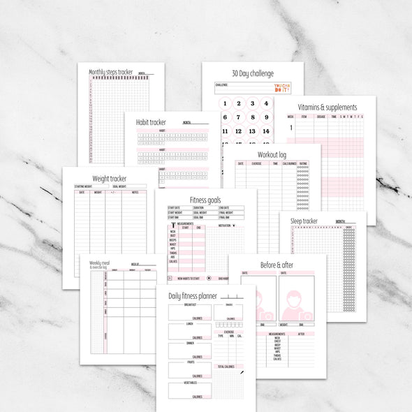 Weight Loss Fitness Planner Digital Download